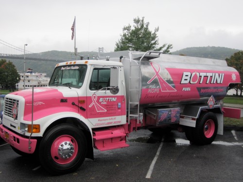 The pink Bottini truck raises money in Dutchess and Orange Co. NY for Hudson Valley breast cancer patients